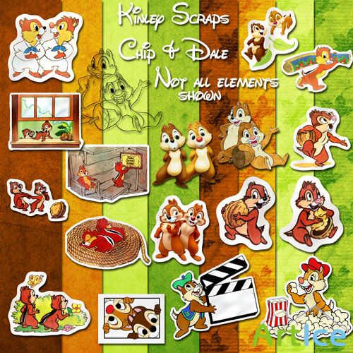 Scrap Set -  Chip & Dale PNG and JPG Files