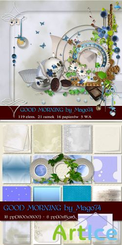 Scrap Set - GOOD MORNING PNG and JPG Files