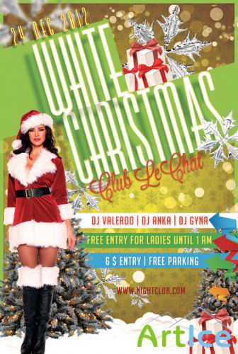 White Christmas Party Flyer/Poster PSD Template #1