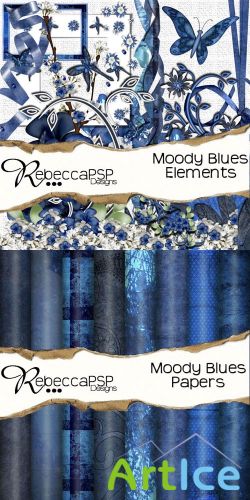 Scrap Set - Moody Blues PNG and JPG Files