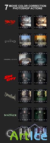 7 Movie Color Correction Photoshop Actions