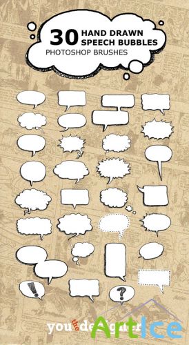 30 Hand Drawn Speech Bubble Photoshop Brushes