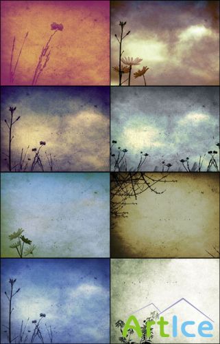 8 Floral Composite Textures + Brushes Set 1