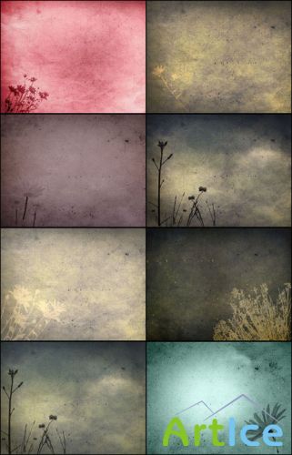 8 Floral Composite Textures + Brushes Set 2