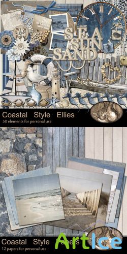 Scrap Set - Coastal Style PNG and JPG Files