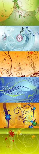 Vector Backgrounds with Abstract Flowers vol.1