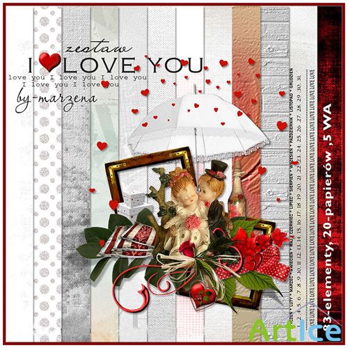 Scrap Set - I Love You PNG and JPG Files