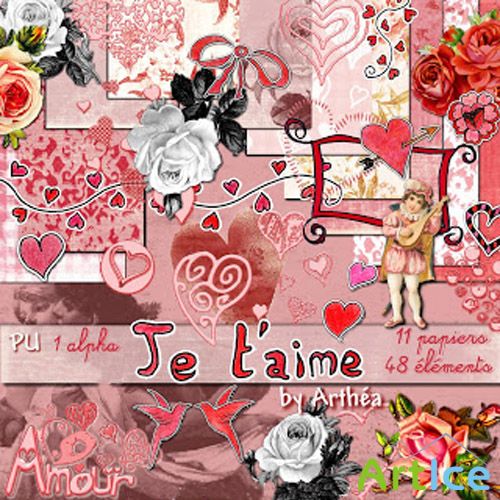 Scrap Set - Je t'aime PNG and JPG Files