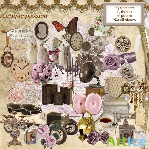 Scrap Set - Antique Passion PNG and JPG Files