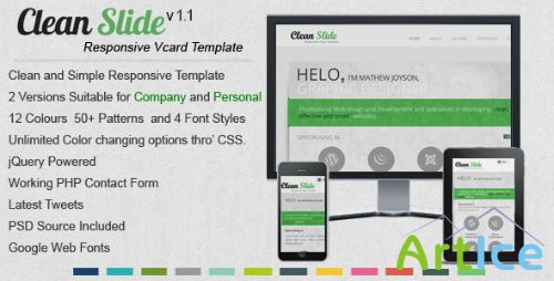 ThemeForest - Clean Slide v1.1 - Responsive HTML Template / Vcard - FULL