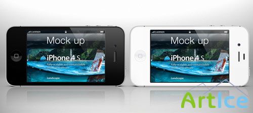 iPhone 4s Psd Landscape Mockup PSD Template