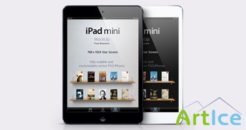 iPad Mini Vector Mockup PSD Template