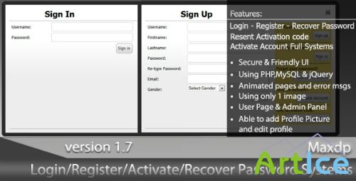 CodeCanyon - Ajax-PHP Login-Register-Activate-Recover System v1.7