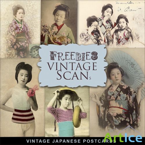 Scrap-kit - Vintage Japanse Postcards