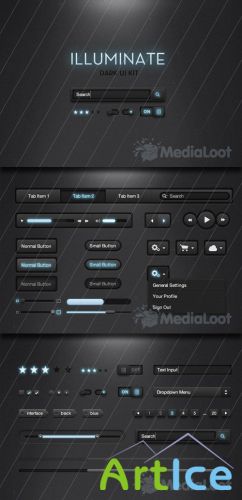 MediaLoot - Illuminate Dark UI Kit - FULL