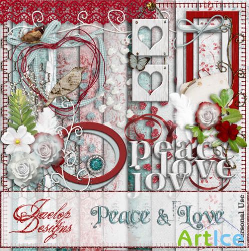 Scrap Set - Peace & Love PNG and JPG Files