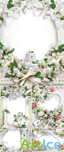 5 White Wedding Frames