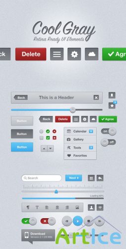 WeGraphics - Cool Gray  Retina Ready UI Elements