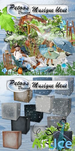 Scrap Set - Musique Bleue PNG and JPG FIles