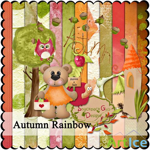 Scrap Set - Autumn Rainbow PNG and JPG Files