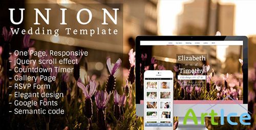 ThemeForest - Union - One Page, Responsive Wedding Template