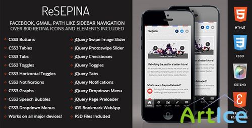 ThemeForest - Resepina Mobile Retina | HTML5 & CSS3 And iWebApp