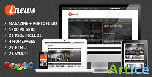 ThemeForest - Enews Responsive News & Portofolio Template - RIP