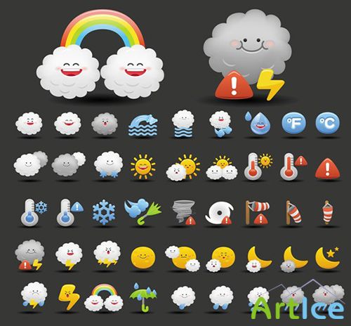 Vector Cartoon Weather Icons