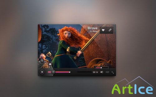 Pixeden - Dark UI Video Player Design Psd