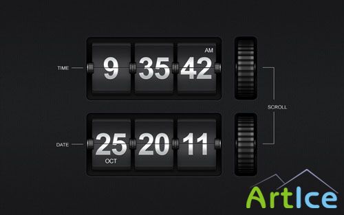 Pixeden - Flip Time Date Display Psd