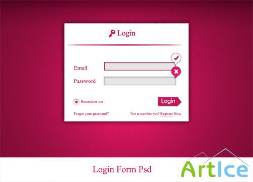 Pink Login Form - PSD Web Source