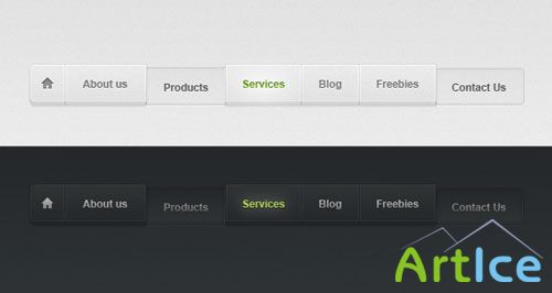 Pixeden - Light and Dark Psd Web Menu