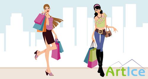 Pixeden - Fashion Shopping Girls Vector Art