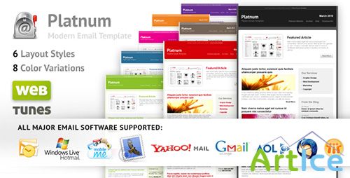 ThemeForest - Platnum Email Template, 6 Layouts, 8 Colors