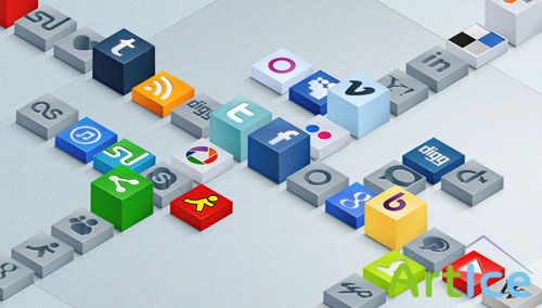 Pixeden - Isometric 3D Social Icons Set