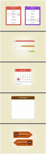 PSD Web Elements - Pixelcave, Notepad, Mini Calendar, Sliders, Pop-Up