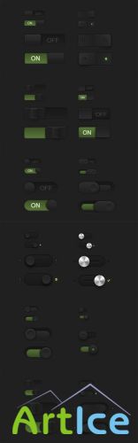 Pixeden - Dark Essential Switches Psd