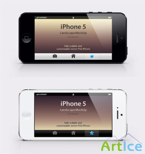 Pixeden - iPhone 5 Psd Landscape Mockup