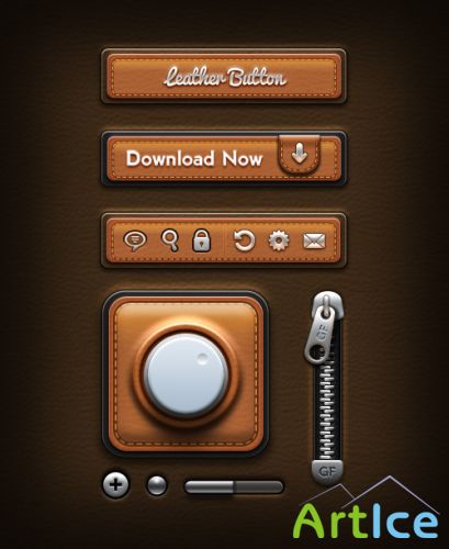 Leather UI Elements (PSD)