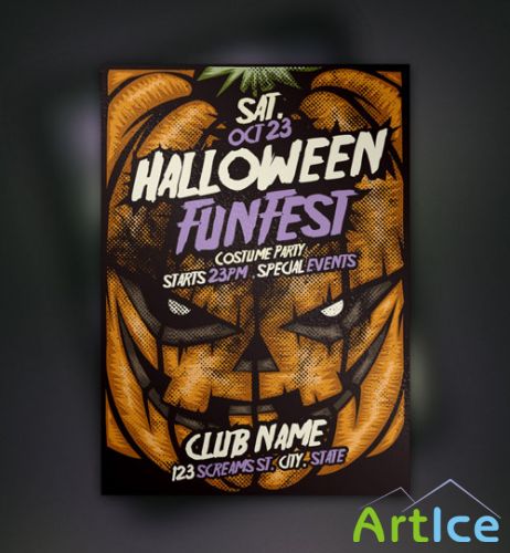 Pixeden - Pumpkin Halloween Flyer Template