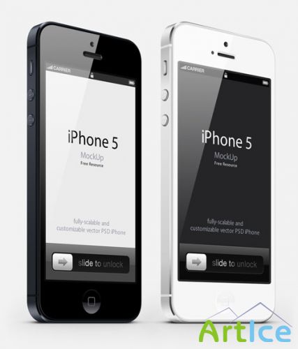 Pixeden - 3/4 View iPhone 5 Psd Vector Mockup