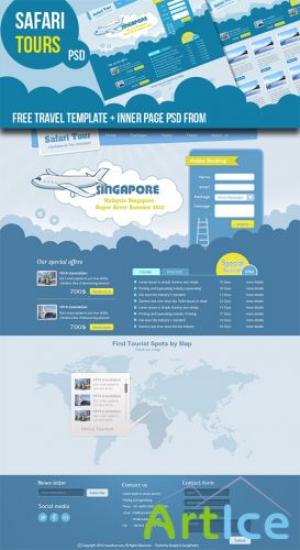 Safari Tours - Tourism PSD Website Templates