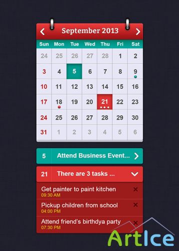 iOS Calender Interface Design (PSD)