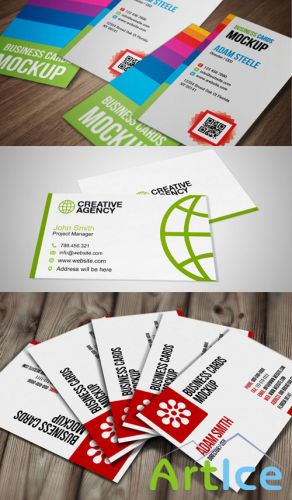 3 Business Cards Mock Up