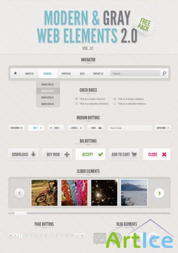 Pixeden - Classic Grey Psd Web UI Set