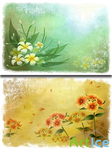 PSD Sources - Spring Backgrounds With Flowers