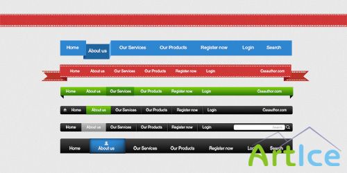 Top Navigation and Menus psd