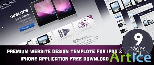 PSD Website Design Template for iPad and iPhone Application