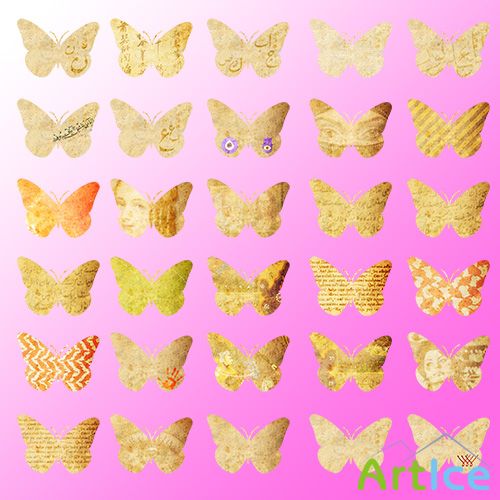 Papers Butterflies. PSD Cliparts