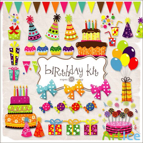 Scrap Set - Birthday kit PNG Files